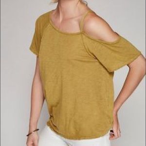 Free People gold asymmetrical off-shoulder top
